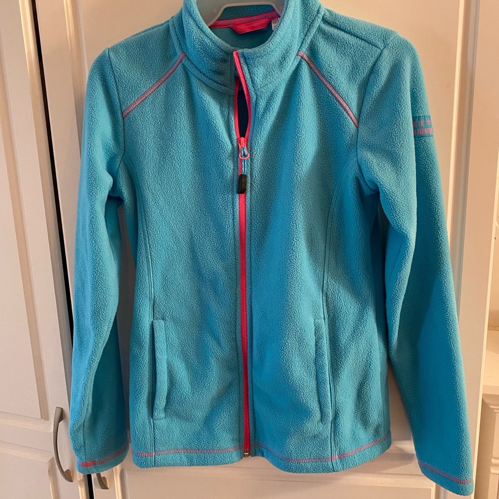 Children's Aqua Fleece Jacket with Pink Accents